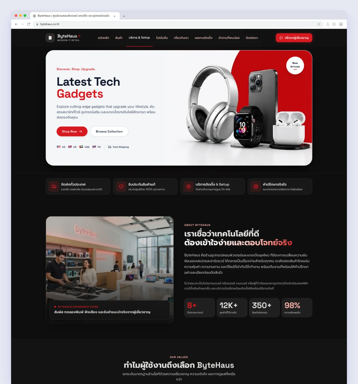 ByteHaus — ศูนย์รวมคอมพิวเตอร์ แกดเจ็ต และอุปกรณ์เกมมิ่งระดับไฮเอนด์ Website Preview