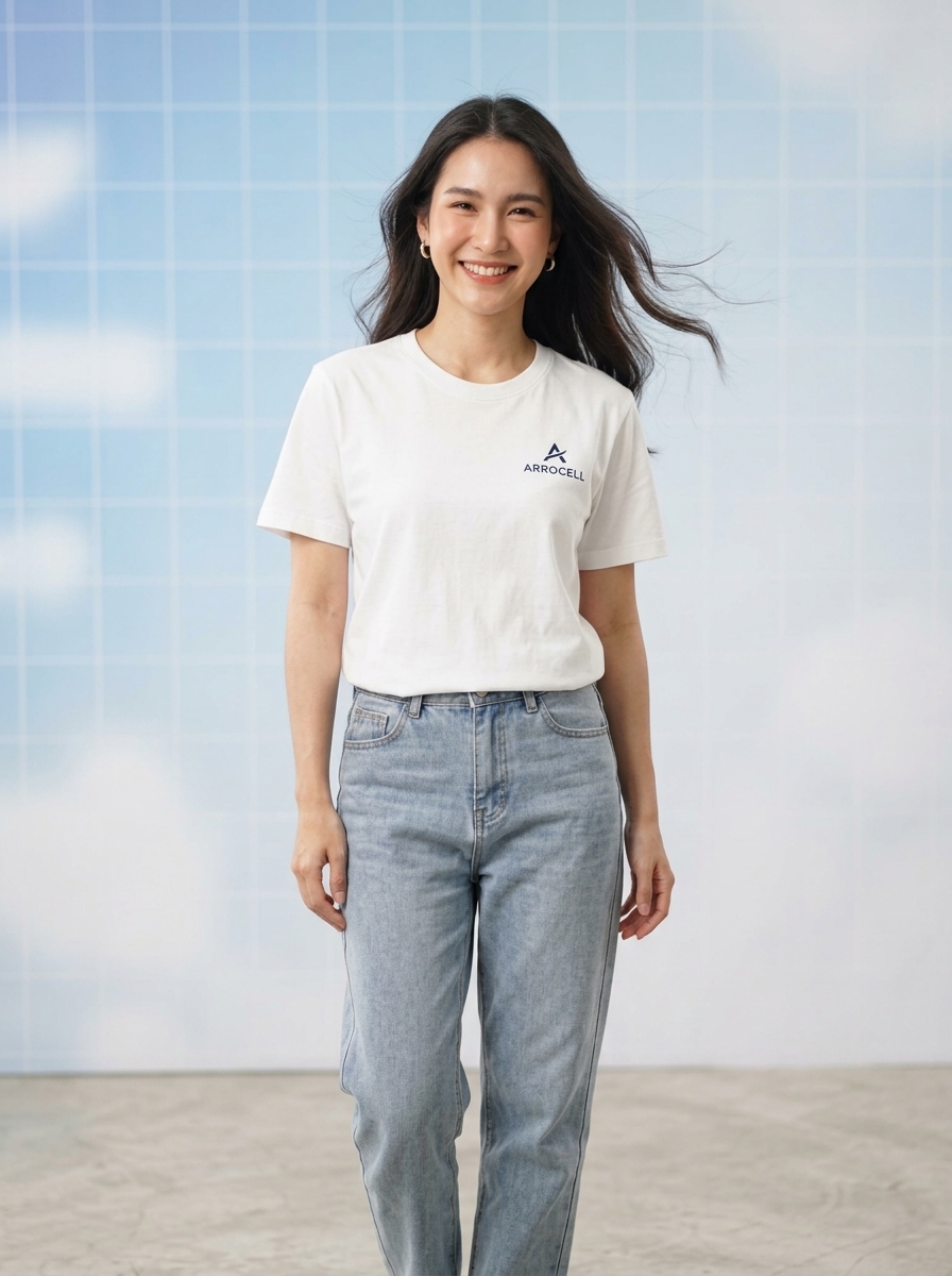 นางแบบสวมใส่เสื้อยืด AEROFLOW สัมผัสความเย็นสบาย