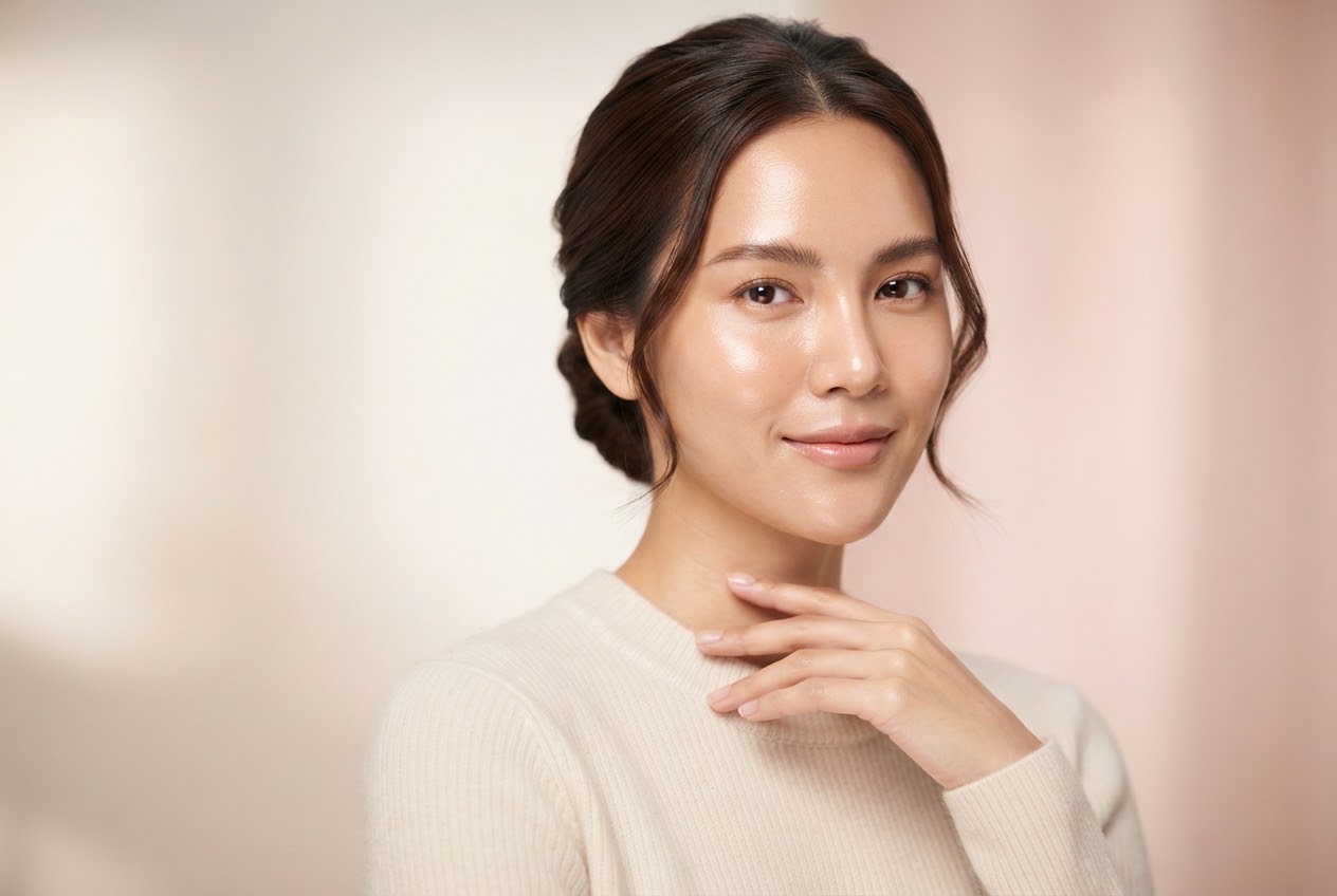 LUMERA Skincare Editorial Beauty Campaign Model with Glowing Skin