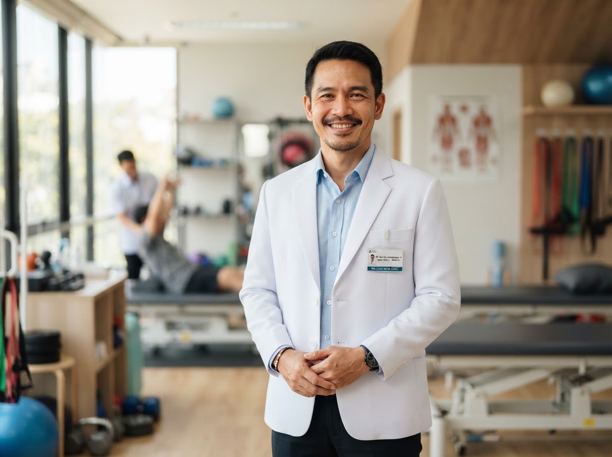 กภ. ชัยวัฒน์ ภัทรเดชากุล หัวหน้านักกายภาพบำบัดประจำคลินิกกายภาพบำบัด ชีวีสุขใจ