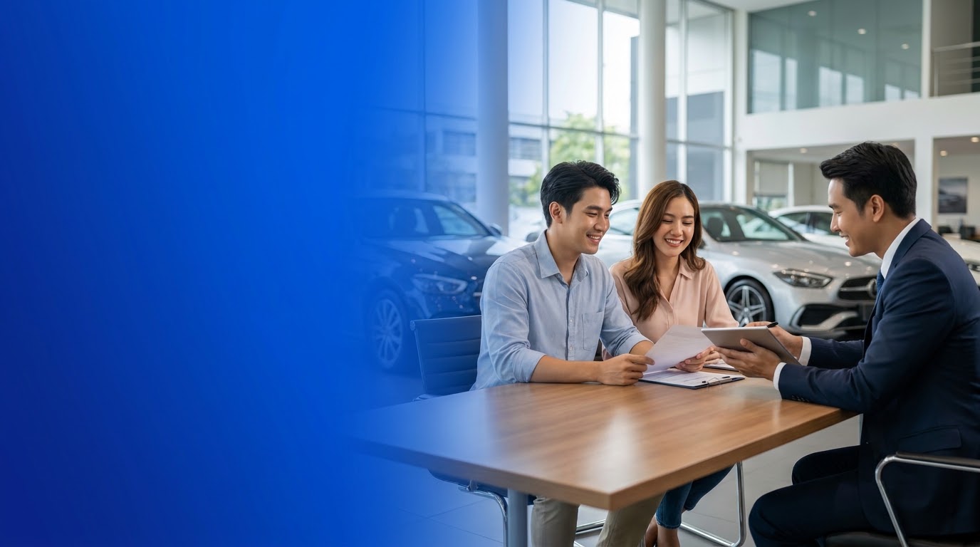 A wide horizontal promotional banner for car dealership financing consultation