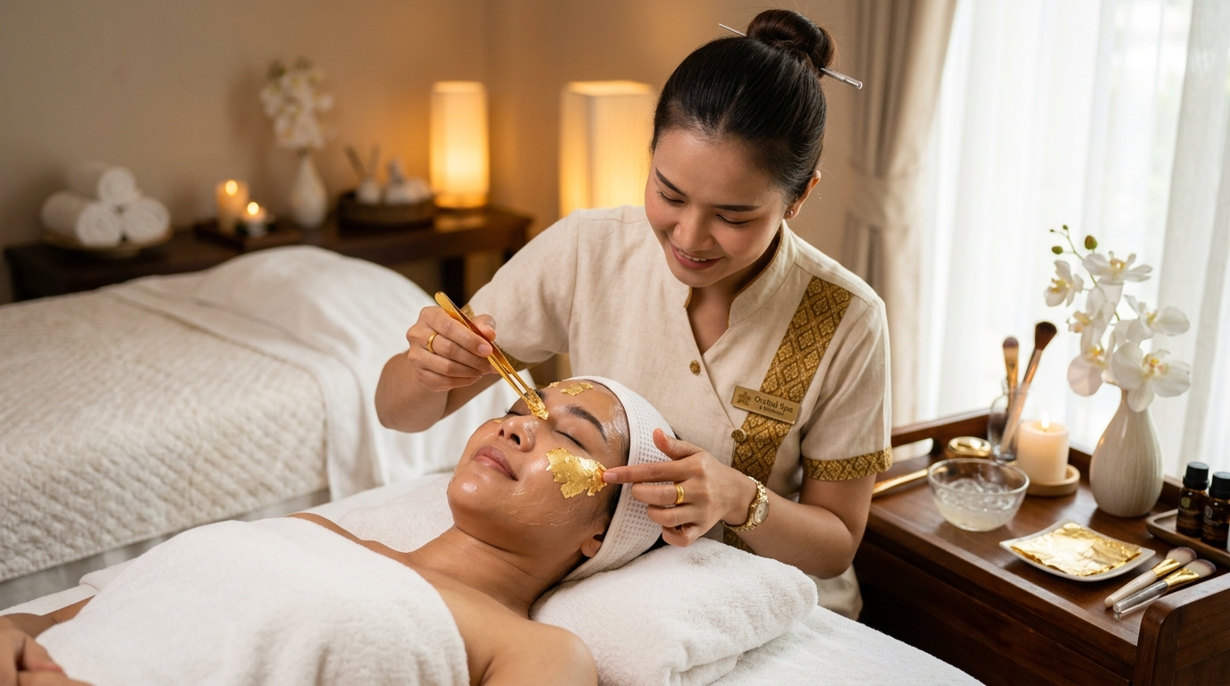 ทรีตเมนต์ปรนนิบัติผิวหน้าด้วยทองคำ 24K และคอลลาเจนบริสุทธิ์